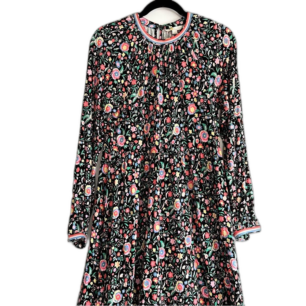 Boden Trim Detail Maxi Dress Black, Multi Floral Bloom Soft Jersey Knit Size 4 - Picture 11 of 16